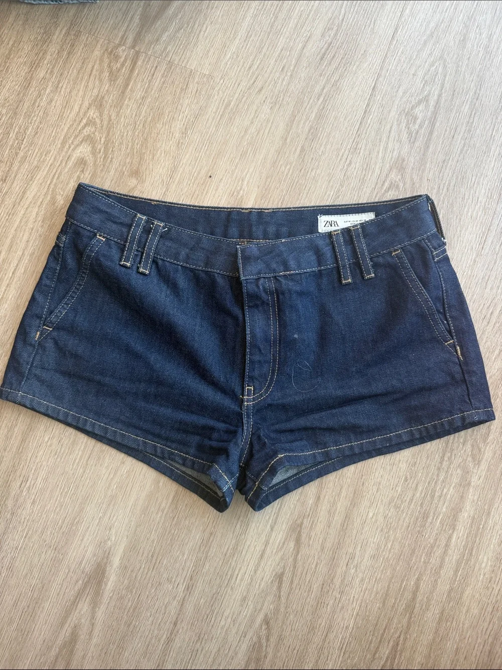 Zara Navy Blue Denim Short Shorts